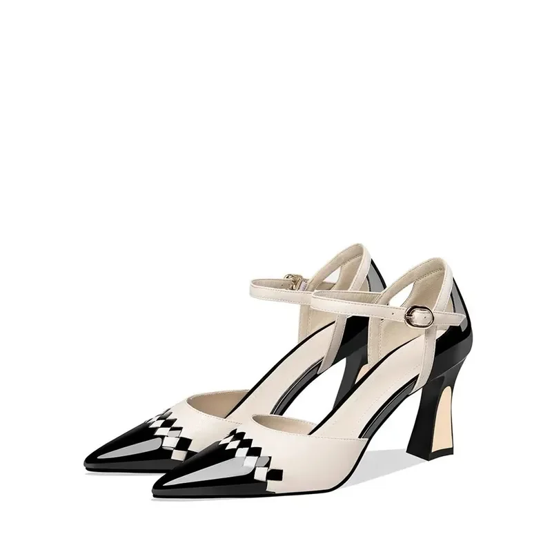 

Женские милые бежевые высококачественные офисные стильные туфли на каблуках в европейском стиле женские повседневные черные туфли на шпильке женские туфли E400