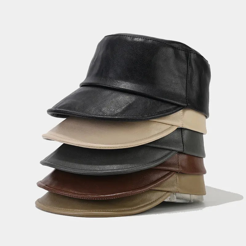 

Autumn Faux Leather Solid Equestrian Casquette Baseball Cap Adjustable Outdoor Hats for Men and Women 193