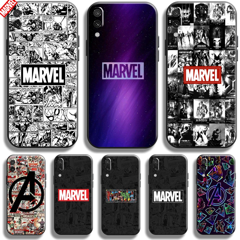 

Marvel Logo Avengers For Xiaomi Redmi 7 7A Phone Case Soft Silicon Coque Cover Black Funda Captain America Thor