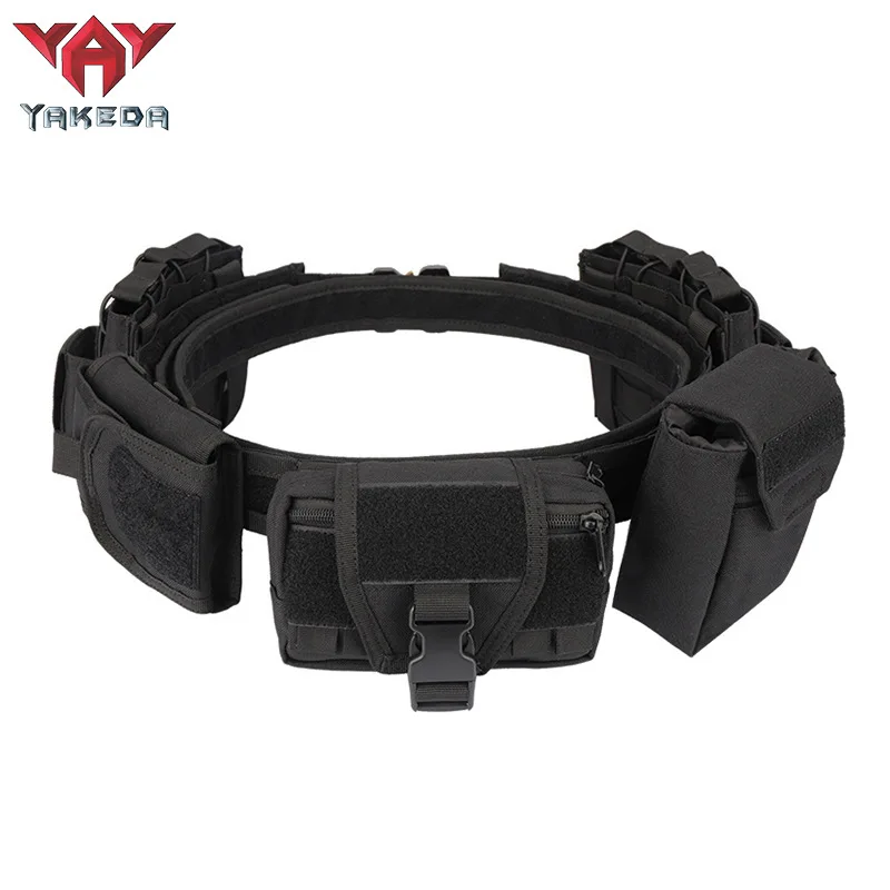 Yakeda Tactical Belt Waist Bag Outdoor Patrol Multi Functional 5-Piece Nylon Detachable Adjustable Hunting Military Pouch Belt