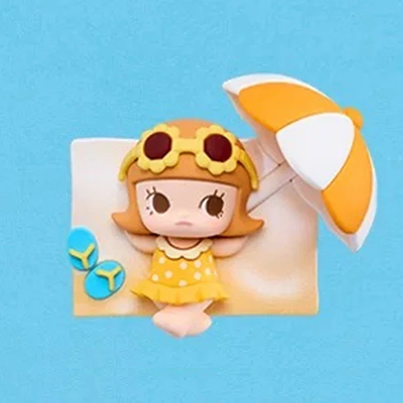 Фото POPMART POP BEAN Island Vacation Series: Магнит на холодильник, оригинальная игрушка-сюрприз в закрытой упаковке, кавайная аниме-фигурка, таинственная коробка-сюрприз №1