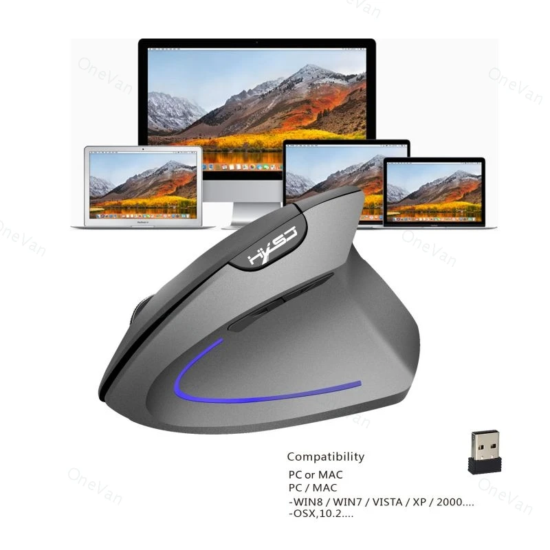 

Мышь Вертикальная игровая беспроводная, 2400 DPI, 2,4 ГГц