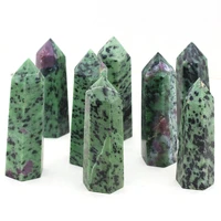 epidote natural stone crystal tower hexagonal prism ornament 70 80mm aura healing energy gems diy jewelry charms gift party 1pcs