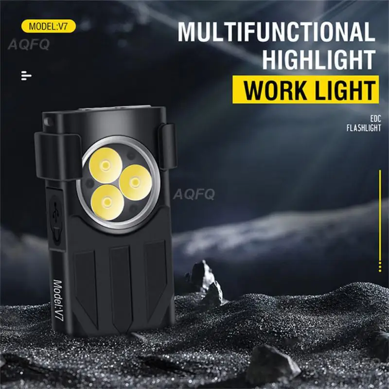 

BORUiT V7 LED EDC брелок-фонарик Тип C перезаряжаемый портативный Рабочий фонарь с зажимом УФ-фонарик для кемпинга