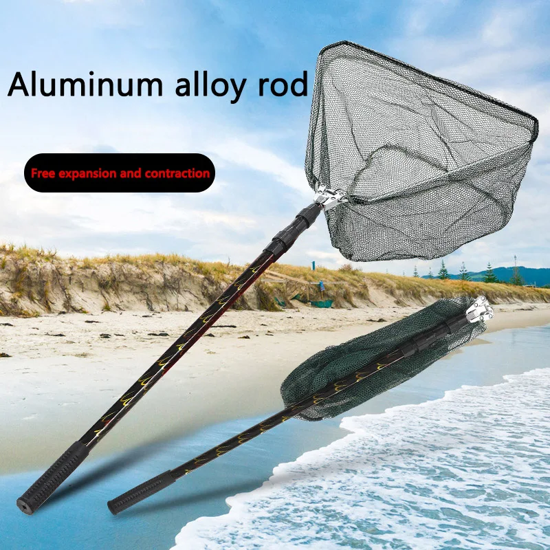 

Portable Folding Fishing Net Retractable Telescoping Aluminum Alloy Fishing Friendly Large Folding Land Net Fishing Accessories