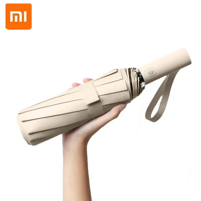 

NEW Fully Automatic Umbrella 3 Folding Sunshade Sunscreen 12-skeleton UV Protection Rainy Plus Black Coating Umbrella Rain Wo