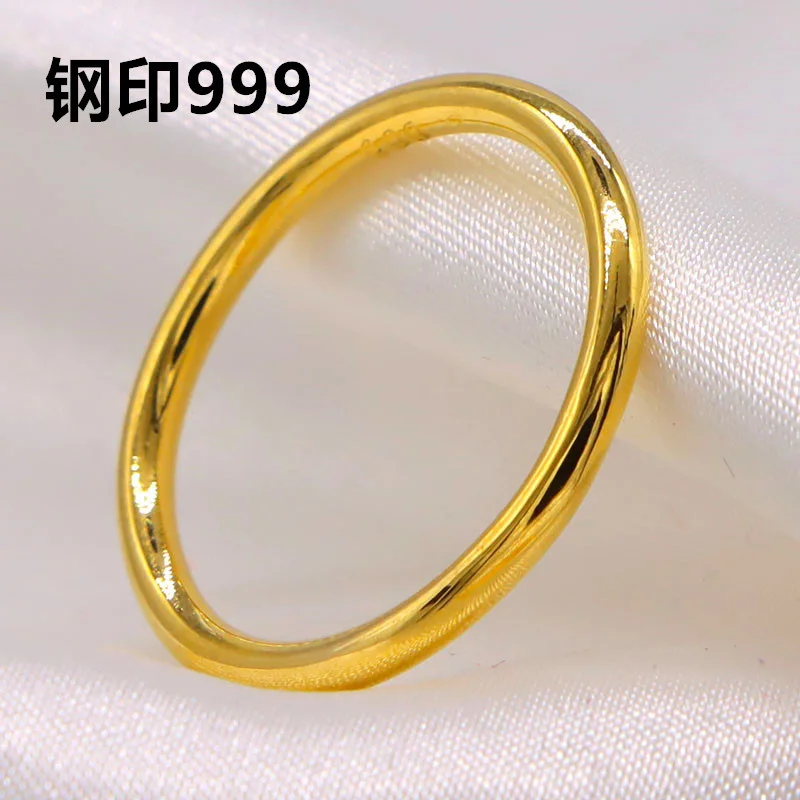 

Vietnamese Gold Ring Women's Fine Smooth Small Plain Ring Men's Ring 24k Ancient Gold-plated 999 Long-lasting Jewelry