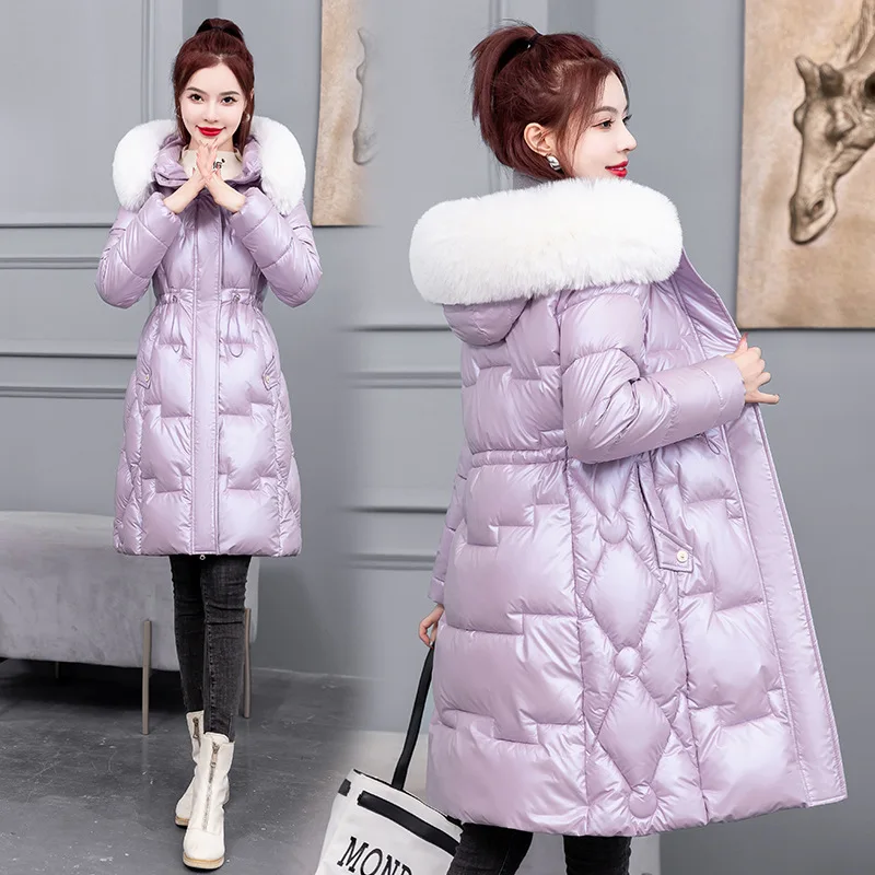 PinkyIsBlack 2022 Winter Women Jacket Coats Long Parkas Female Down Cotton Fur Hooded Thick Warm Jackets Waterproof Casual Coat