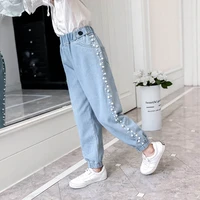 jeans girl pearls kids jeans girls casual style kid jeans spring autumn childrens clothes for girls denim pants 6 8 10 12 years
