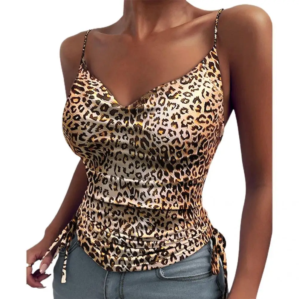 

Stylish Strap Vest Tie Belt Leopard Women Vest Quick Drying Sling Vest