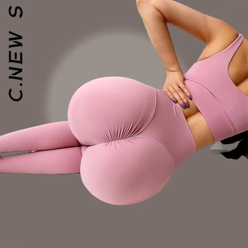 

C.New S New Yoga Pants Women High Waist Long Pants Leggings For Fitness Nylon Women Hip Push Up Tights Women Gym Clothing
