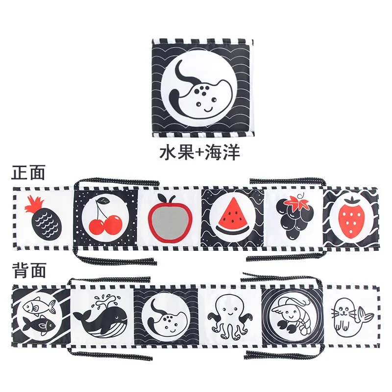 Книга тканевая сенсорная для детей 0-12 месяцев высококонтрастная матерчатая