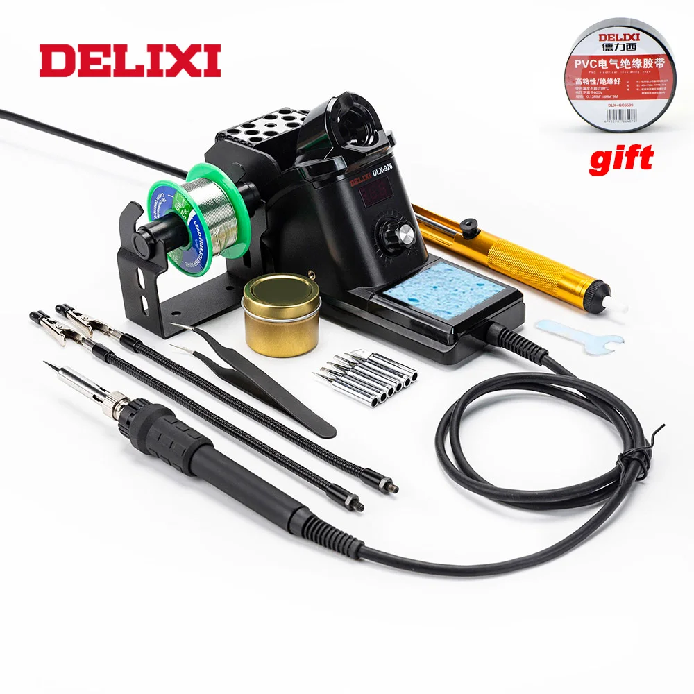 

DELIXI Adjustable Temperature 60w LED Digital Soldering Station with Electric Iron Tip Phone PCB IC SMD BGA Rework Welding Tool