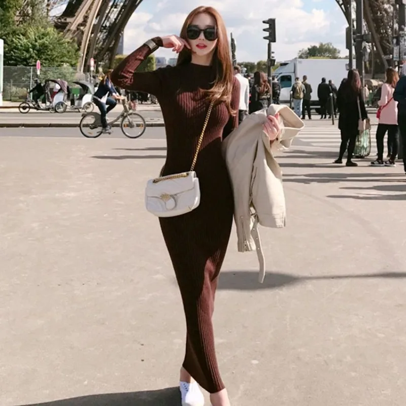 

Clothes Maxi Long Dresses for Women Bodycon Sexy Daring Colorblock Crochet Striped Evening Woman Dress Robe Knitted Hot Beach