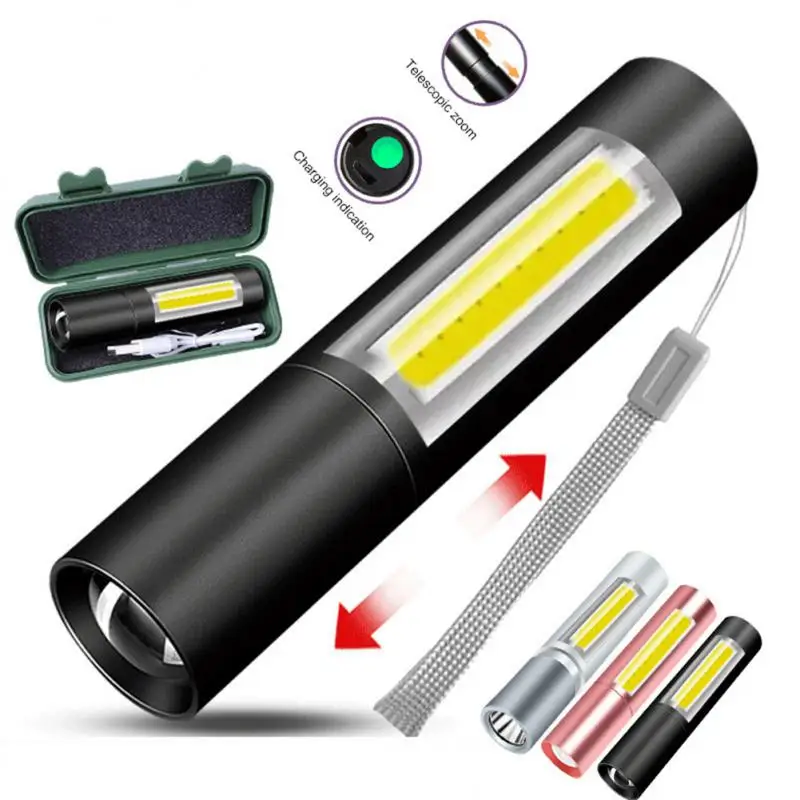 

Portable Flashlight COB Side Light Hight Power Flashlight USB Rechargeable Flashlight 4 Modes Waterproof Torch Outdoor Lighting