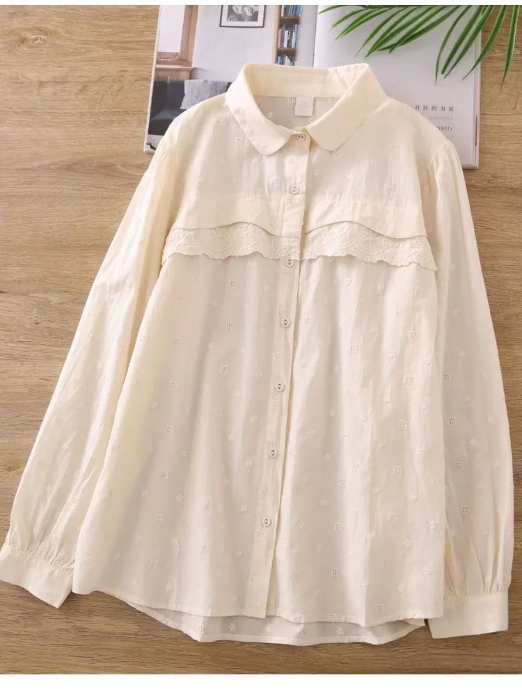 Рубашка Lamtrip с вышивкой воротником Питер Пэн 100% хлопок