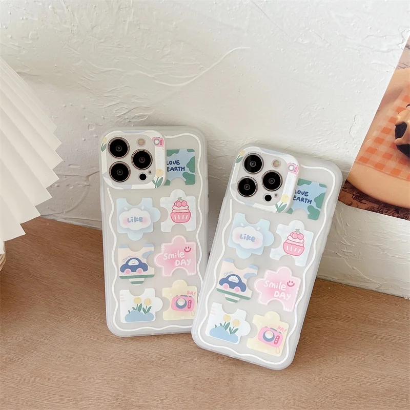 Корейский чехол для телефона с мультяшным принтом iPhone 13 12 11 Pro Max XS XR X 12pro 7 8 Plus