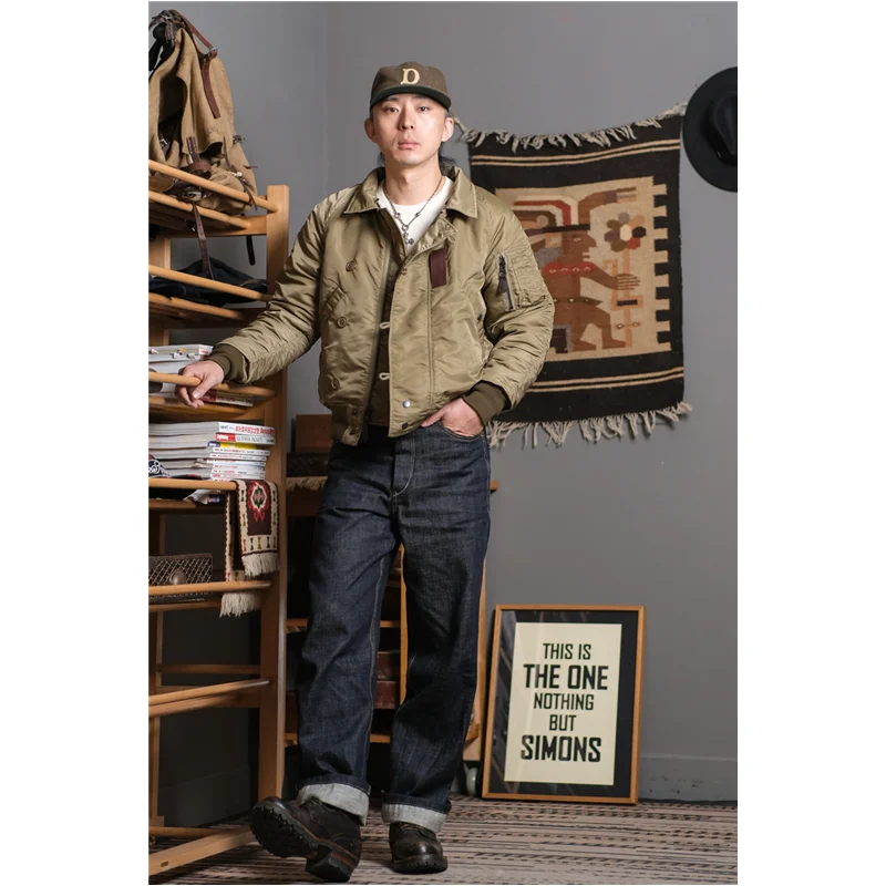 Simons Vintage Military Reissuel Orignal USAF N2B Flying Jacket Amekaji Men's N-2B Flying Coat Winter Flight Jacket