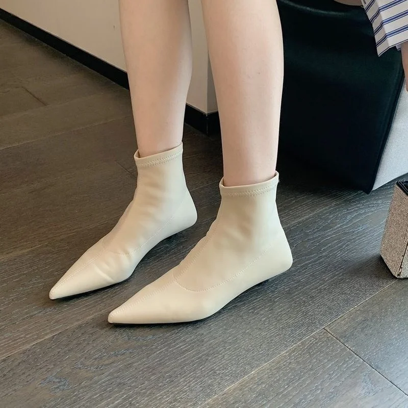 2022 New Fashion Women's Boots Pointed Yarn Elastic Botas De Mujer Sole Heel Boots Women Socks Boots Autumn Woman Shoes