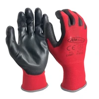12 pairs black pu nitrile industrial work glove with nylon cotton knitted coated palm protective gardening safety gloves