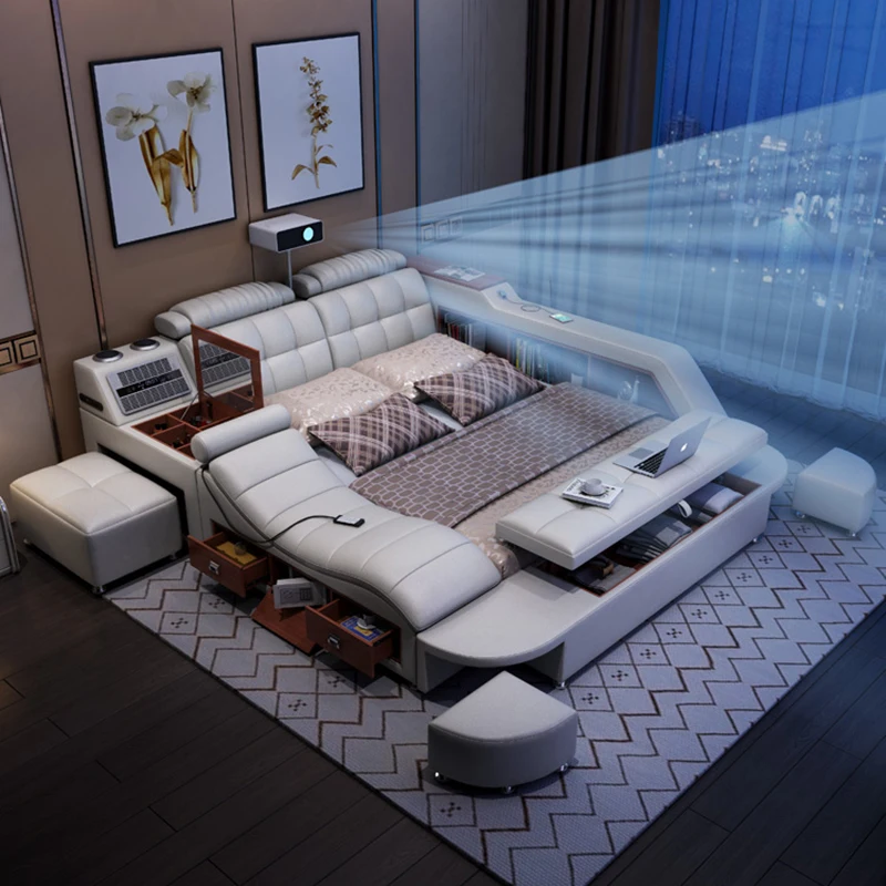 Каркас двуспальной кровати в скандинавском стиле роскошный подголовник