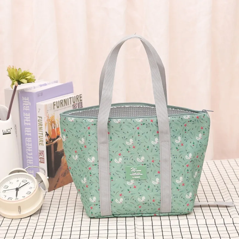 

Thermal Insulated Lunch Bag Women Men Portable Carry Tote Cooler Food Box Floral Print Insulated Box Large Durable Picnic Bag