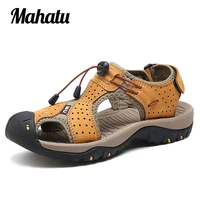 classic high quality cow leather sandals summer outdoor handmade men sandals fashion comfortable men beach shoes size48