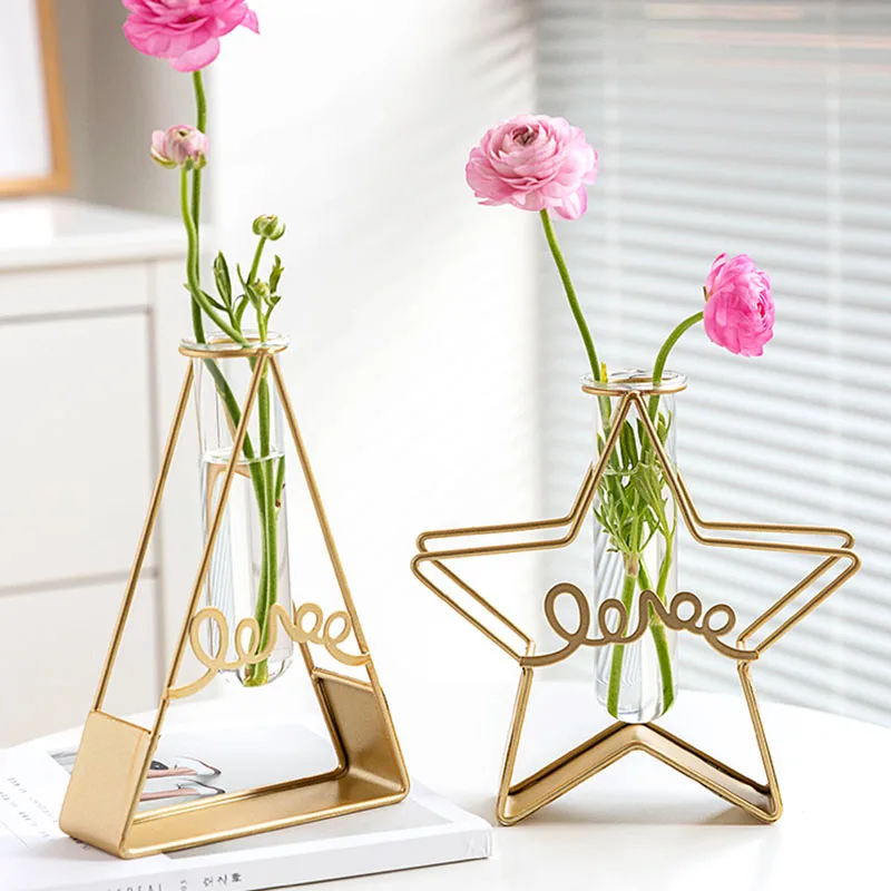 

Cute Small Gold Decorative Vases Modern Interior Succulent Plant Transparent Glass Vase Transparent Glass Maceta Home Decor