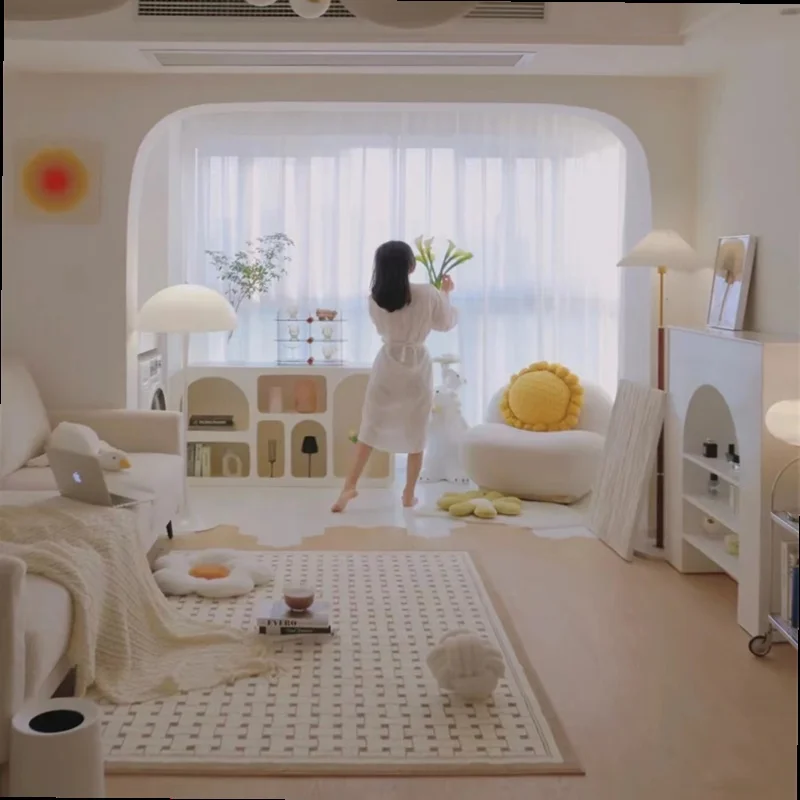 

Декоративный утолщенный ковер в нордическом стиле для гостиной, Нескользящие Коврики для студии, Простой декоративный плюшевый коврик для ...