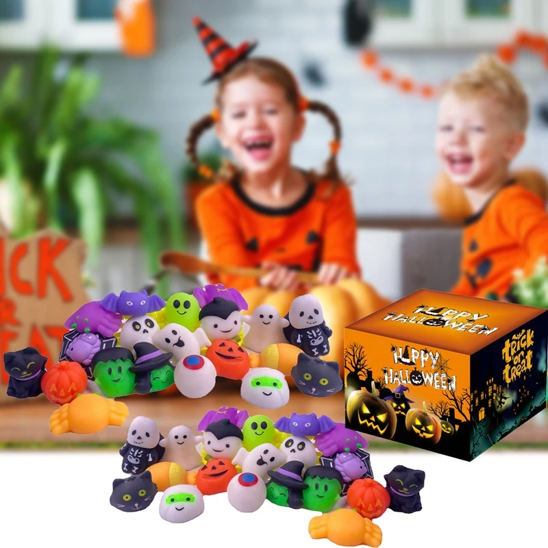 

8/48PCS Halloween Squishy Toys For Kids Antistress Ball Squeeze Party Favors Stress Relief Toys
