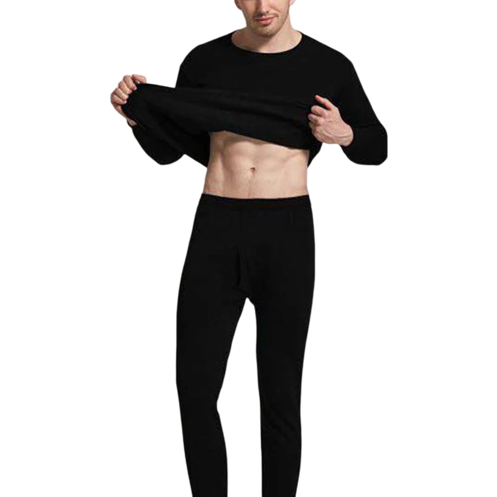 

Мужское термобелье, утепленные бархатные теплые топы с круглым вырезом на осень и зиму, костюм из брюк