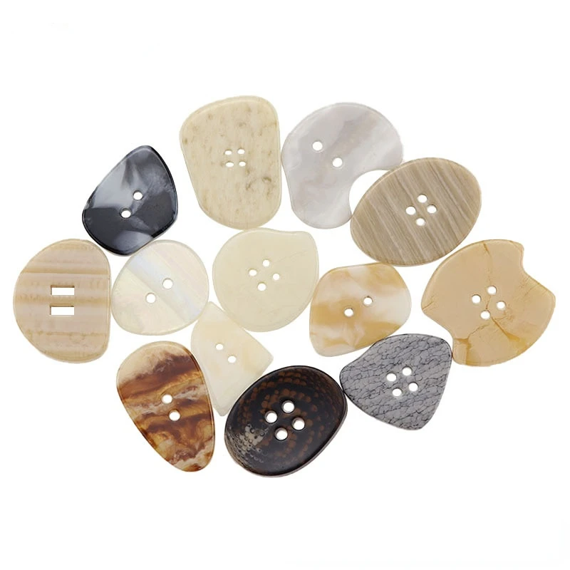 

Profiled Resin Buttons Two Eyes Four Eyes Coat Decorative Button Fashion Suit Jacket Windbreaker Polygonal Button Wholesale