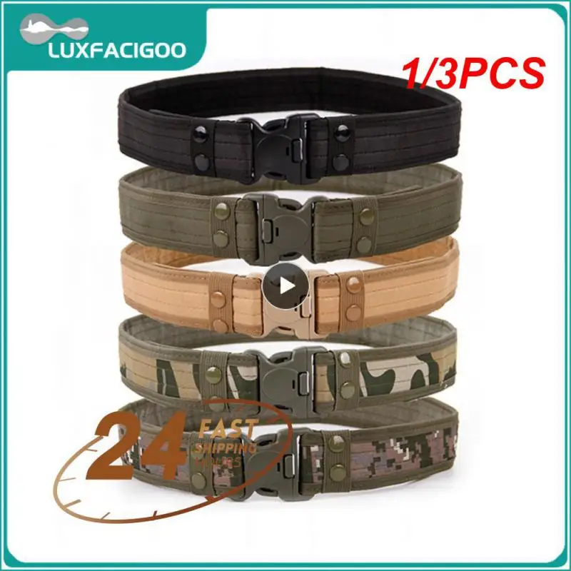 

1/3PCS Quick Release Military Tactical Belt Army Style Combat Belts Fashion Men Camouflage Canvas Waistband Outdoor Hunting