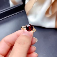 meibapj natural red garnet gemstone trendy simple ring for women real 925 sterling silver charm fine jewelry
