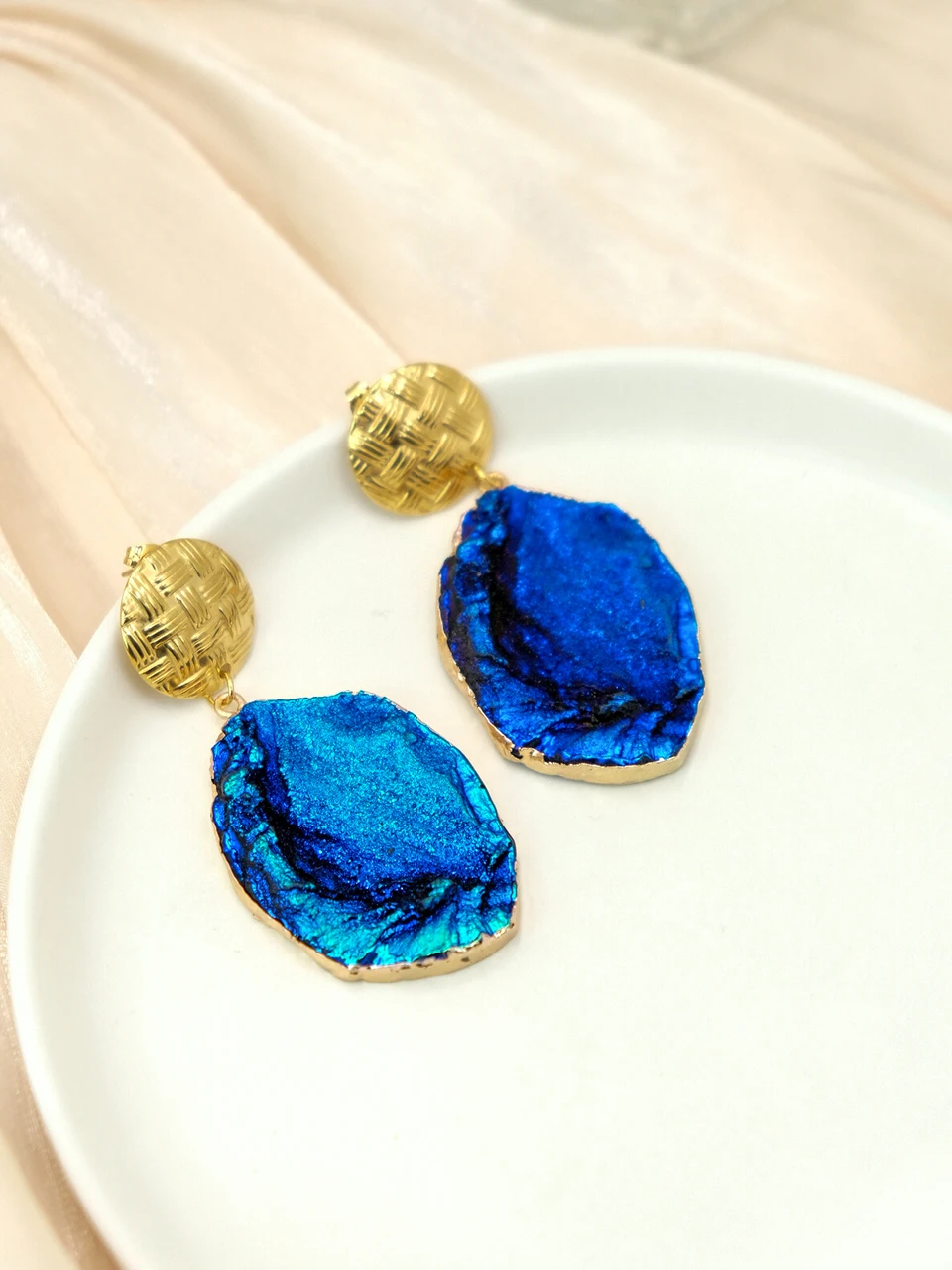 Шикарные серьги-гвоздики из эпоксидной смолы GUERNONO'S 14K с покрытием нержавеющей