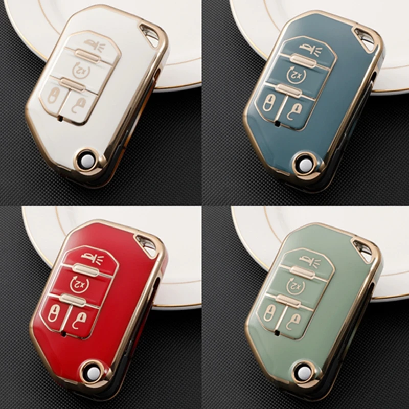 

TPU Car Remote Key Case Cover Shell Fob For Jeep Wrangler JL JLU Flip Protect Entry Bag Holder 2020 Key Protection Accessories