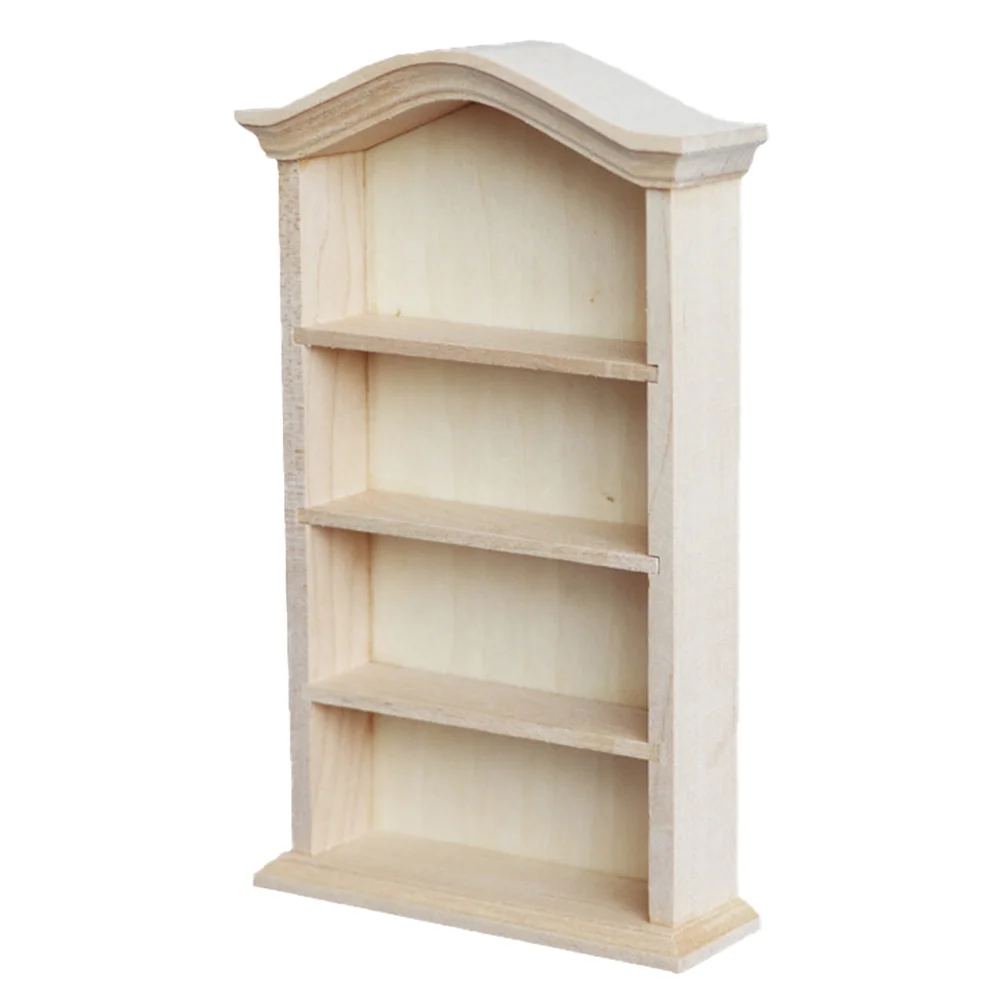 

Dollhouse Bookcase Mini Decoration Storage Rack Model Home Shelves Furniture DIY Modeling Toy Wooden Accessory