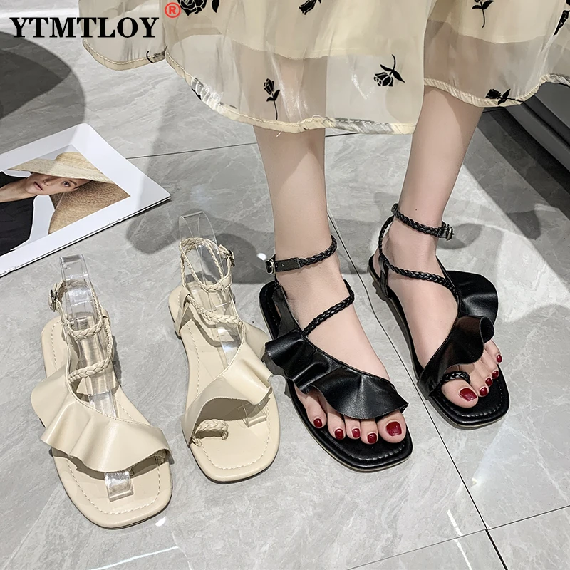 

Shoes Slippers Female Summer New Flat Femmes Gladiator Sandals Women Open Toe Shoes Zapatos De Mujer Ankle-Wrap