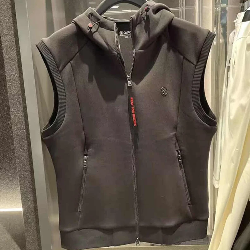 

Men's Slim Zipper Hooded Vest Fashion Casual Sport Waistcoat New Autumn Golf Wear