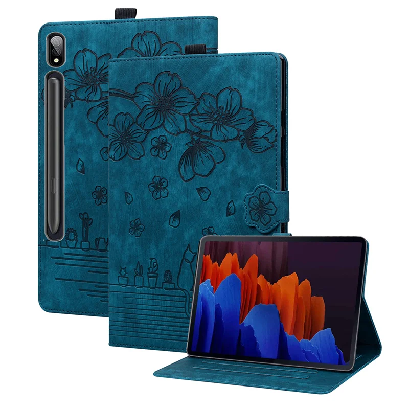 

Магнитный чехол с тиснением Sakura для Samsung Galaxy Tab S8 Plus S7 FE 12,4, умный чехол для телефона X806, T970, T975, T976B, T730, T733, T736B