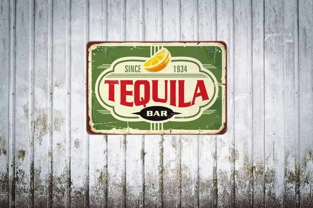 Swono Tequl Br Tn Sgns Vntge Metl Sgn Для мужчин и женщин Wll Decor for Brs Resturnts Cfe Pubs 12x8 nch