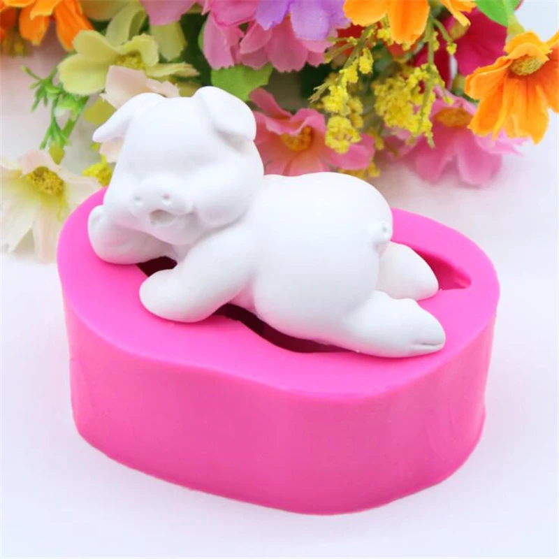 

Silicone Mold 3D Pastry Biscuits Mould Cute Pink Pig Shape Handmade DIY Fondant Soap Mold Cookies Candy Molds Baking Tools