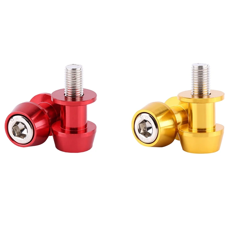 

4Pcs M6 X1.5 Motorcycle Cnc Swing Arm Sliders Spools Stand Screw For Yamaha Fz01 Fz03 Fz09 Fz10 Yzf R1 R3(Gold&Red)