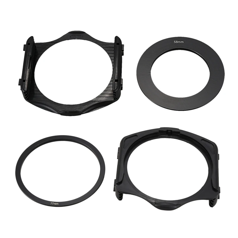 

2 Pcs Adapter Ring + 3-Slot Filter Holder For Cokin P Series Camera 58Mm & 77Mm