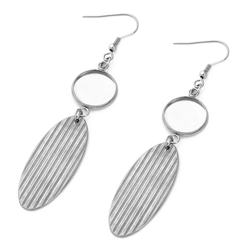 

6pcs Stainless Steel 10 12 14 16 18 20 25mm Cabochon Earring Setting Blank Base Cameo Bezels Tray For Jewelry Making Supplies