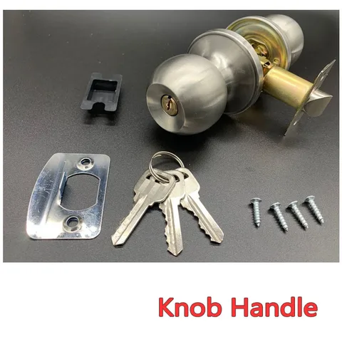 Круглая ручка для входной двери, ручка из нержавеющей стали с 3 ключами для спальни, гостиной