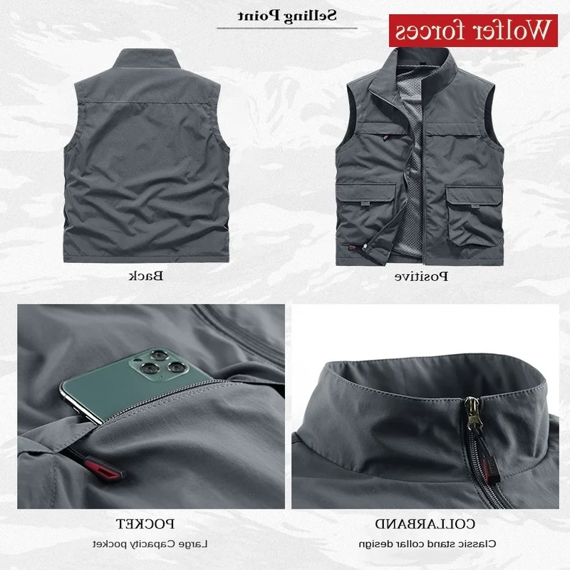 

Men's Clothing Outdoor Sports Waterproof Sweatshirts Tactical Vest Trekking Unloading Tools Pocket Luxury Elegant Fashionable