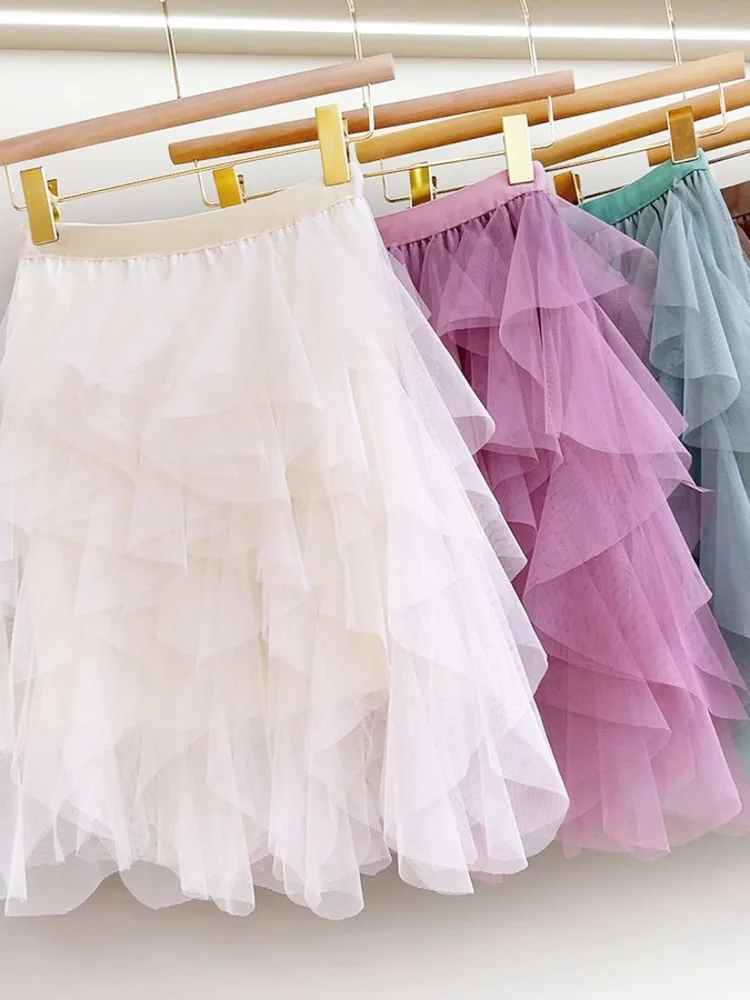 

Женская короткая юбка с высокой талией, универсальная Асимметричная трапециевидная юбка с эластичным поясом в Корейском стиле на весну и лето, Новинка
