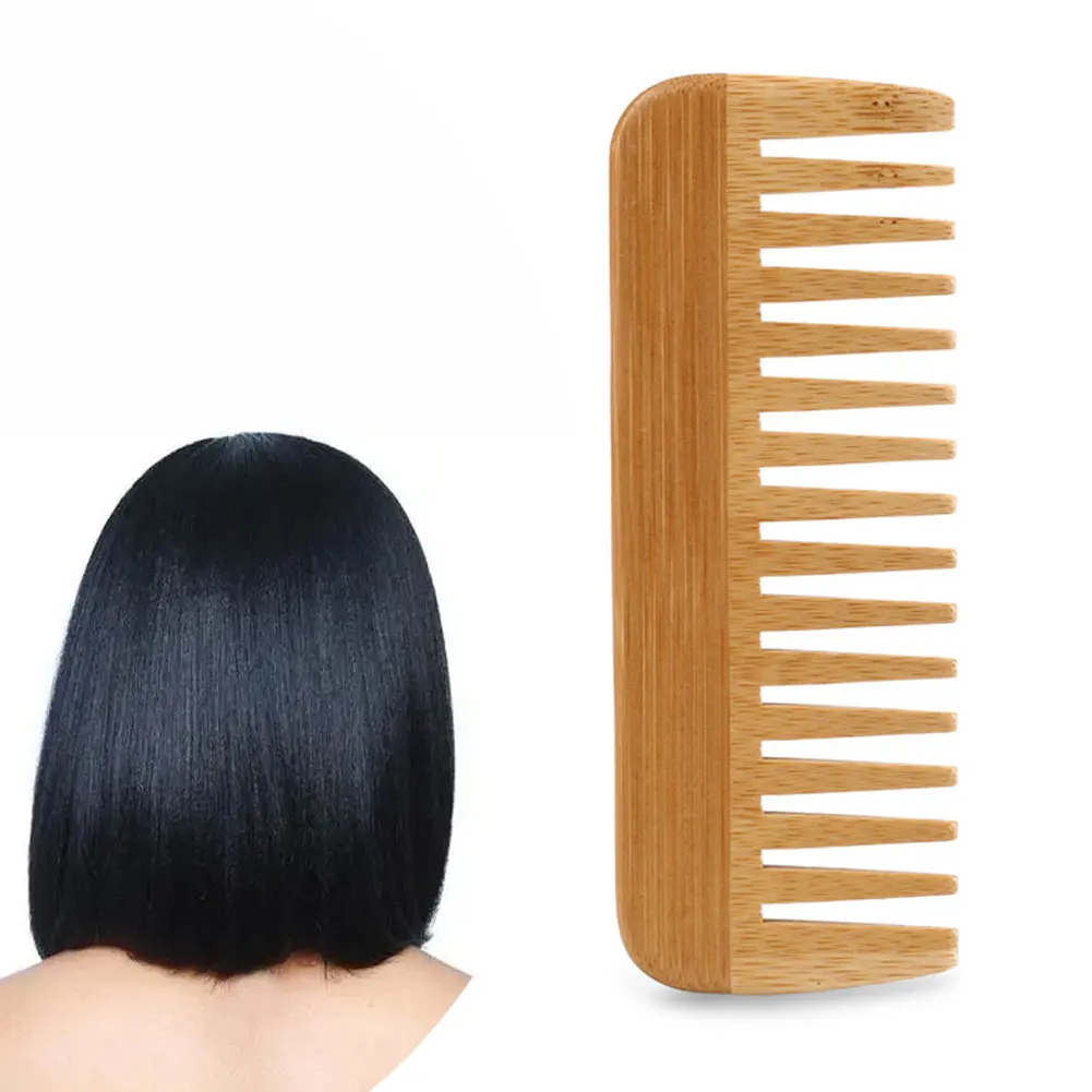 

Бамбуковая расческа для бороды для мужчин и женщин, длительный и влажный подарок для путешествий, уход за волосами, портативный Стайлинг, на...