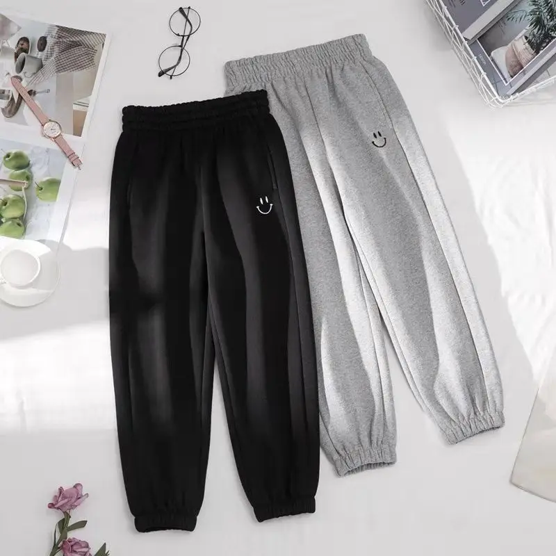 

Kids Boys Girls Fashion Solid Trend Sport Casual Elastic Waist Long Pants Children Clothes Cotton Sweatpants Harem Trousers 2022